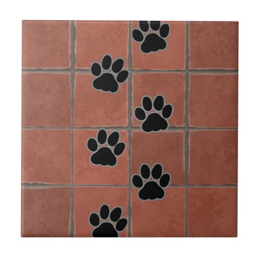Dog Paws Terracotta Floor | Fliese (Vorderseite)