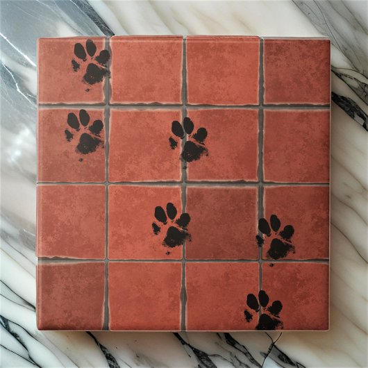 Dog Paws Terracotta Paw Tracks | Fliese