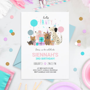 Dog Pawty Einladung Welpe Einladung Mädchen