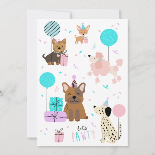 Dog Pawty Einladung Welpe Einladung Mädchen (Rückseite)