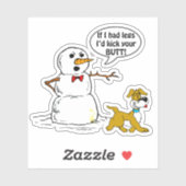 Dog Pech auf Snowman Joke Contour Cut Aufkleber (Blatt)