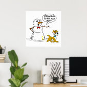 Dog Pees auf Snowman Cartoon Poster (Heimbüro)