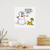 Dog Pees auf Snowman Cartoon Poster (Küche)
