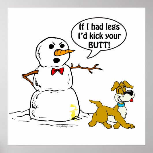 Dog Pees auf Snowman Cartoon Poster (Vorne)