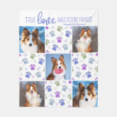 Dog Personalisiert 5 Foto Trendy Paw Print Quilt Fleecedecke (Vorderseite)