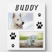 Dog Pet 2 Foto Collage Paw Print Keepake Fotoplatte (Vorderseite)