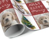 Dog Pet 2 Photos Christmas Tree Watercolor Geschenkpapier (Rolleneckpunkt)