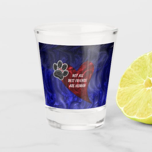 Dog Pet Best Friend Red Heart Puppy Paw Print Schnapsglas (Vorderseite)