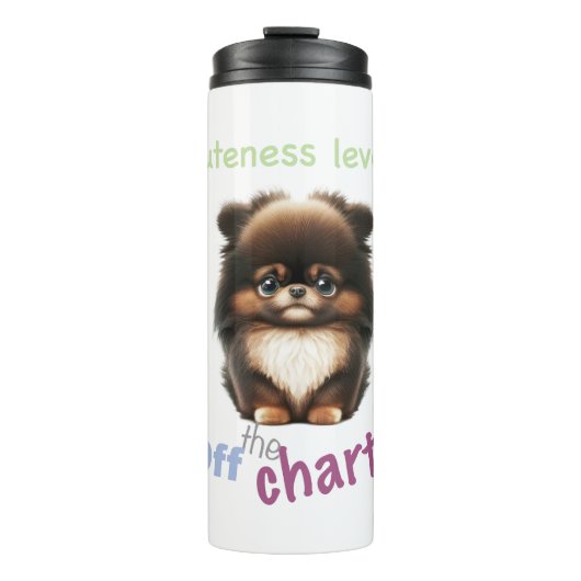 Dog Pet Cuteness Level Niedlich Adortable Funny Zi Thermosbecher (Vorderseite)