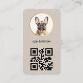 Dog Pet Elegantes Foto Gold Social Media QR Code Visitenkarte (Rückseite)