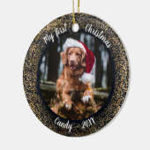 Dog Pet Erste Weihnachtszeit Foto Rahmen Keramik Ornament (Links)