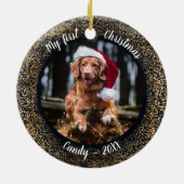 Dog Pet Erste Weihnachtszeit Foto Rahmen Keramik Ornament (Hinten)