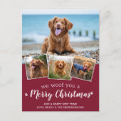 Dog Pet Foto Collage Wir woof Sie frohe Weihnachte Postkarte (Vorderseite)