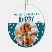 Dog Pet Foto Frohe Weihnachts-Star-Muster Keramik Ornament (Links)
