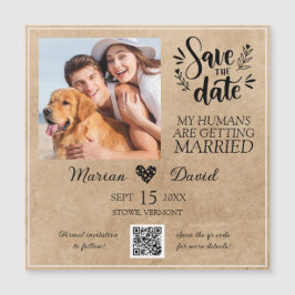 Dog Pet Foto Rustikal Save the Date Qr Code Hochze Magnetkarte