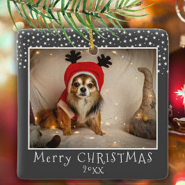 Dog Pet Foto Stars Grau Frohe Weihnachten Keramikornament