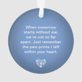 Dog Pet Gedicht Foto Blue Memorial Keepake Ornament (Rückseite)