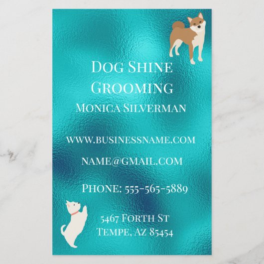 Dog Pet Grooming Sitting Business Glitzer Flyer (Hinten)