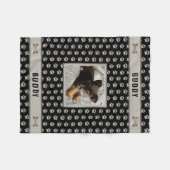 Dog Pet Lover Foto Paw Print Black Grau Fleecedecke (Vorderseite (Horizontal))