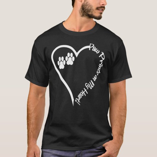 Dog Pet Paw druckt auf meinem Herz T-Shirt (Vorderseite)