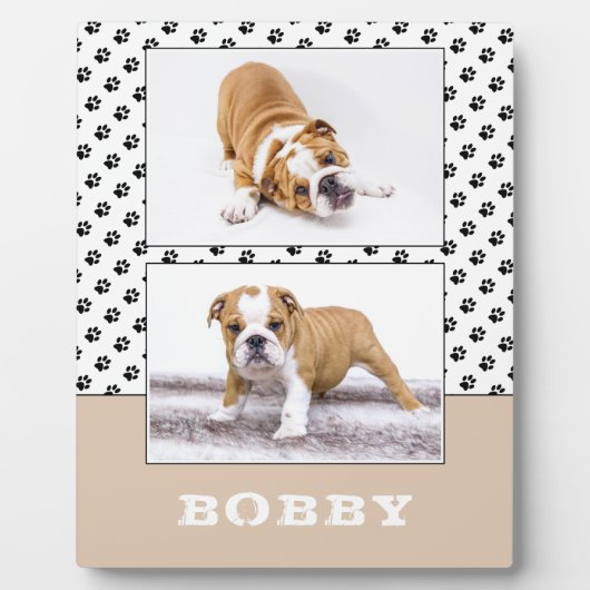 Dog Pet Päw Print 2 Foto Collage Keepake Fotoplatte (Vorderseite)