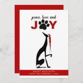 Dog Pet Paw Red Christmas Feiertagskarte (Vorne/Hinten)