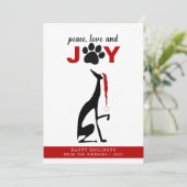 Dog Pet Paw Red Christmas Feiertagskarte (Stehend Vorderseite)