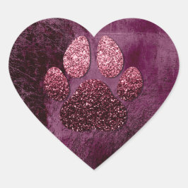Dog Pet Paw Rose Burgund Glitzer Herzstück Park Herz-Aufkleber