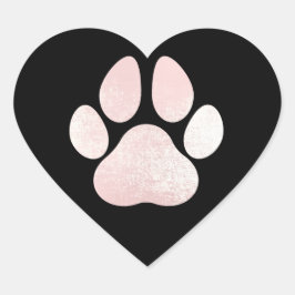 Dog Pet Paw Rose Schwarzer Glitzer Herzstück Park Herz-Aufkleber