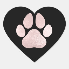 Dog Pet Paw Rose Schwarzer Glitzer Herzstück Park Herz-Aufkleber