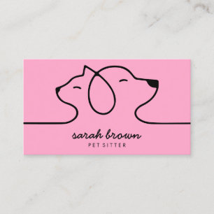 Dog Pet Pink Lineare Logokombination Visitenkarte