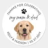 Dog Pet Wedding Thanks for Celebrating Favors Runder Aufkleber (Vorderseite)