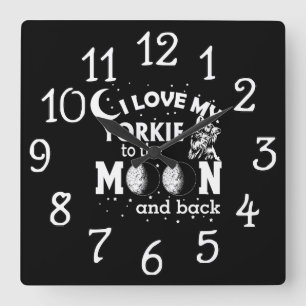 Dog Pet Yorkie Family room Wall Clock Quadratische Wanduhr