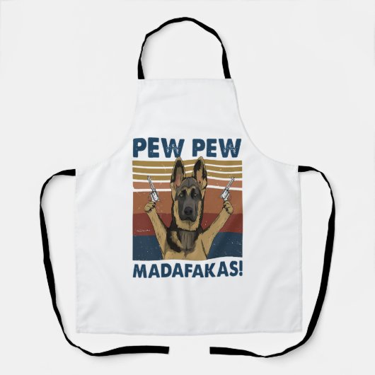 DOG PEW PEW MADAFAKAS VINTAG RETRO SCHÜRZE (Vorderseite)