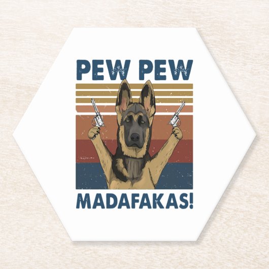 DOG PEW PEW MADAFAKAS VINTAG RETRO UNTERSETZER (Vorderseite)