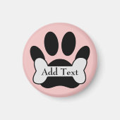 Dog Pfosten Druck und Knochen auf Baby Pink Magnet (Vorne)