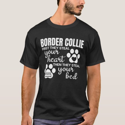 Dog Pfote mit Sprichwort Border Collie T-Shirt (Vorderseite)