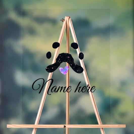 Dog Pfow schwarzes Haustier hinzufügen Name Text T Acrylschild (Neutral)