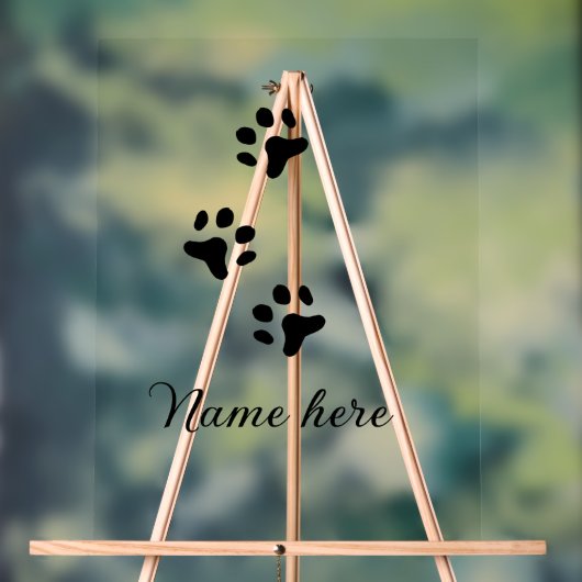 Dog Pfow schwarzes Haustier hinzufügen Name Text T Acrylschild (Neutral)