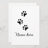 Dog Pfow schwarzes Haustier hinzufügen Name Text T Einladung (Vorne/Hinten)