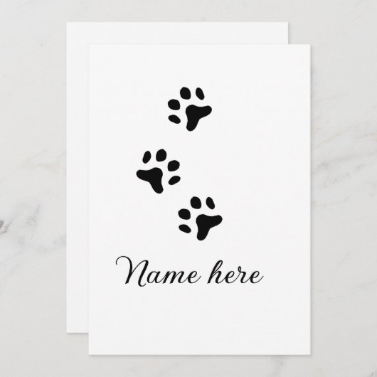 Dog Pfow schwarzes Haustier hinzufügen Name Text T Einladung (Vorne/Hinten)