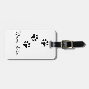 Dog Pfow schwarzes Haustier hinzufügen Name Text T Gepäckanhänger