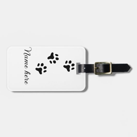 Dog Pfow schwarzes Haustier hinzufügen Name Text T Gepäckanhänger (Vorderseite horizontal)