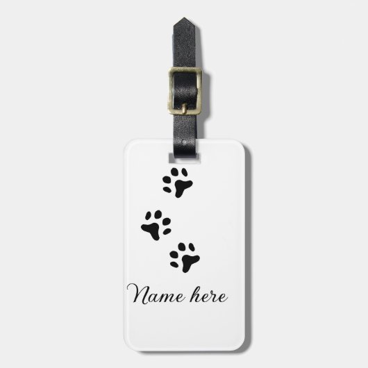 Dog Pfow schwarzes Haustier hinzufügen Name Text T Gepäckanhänger (Vorderseite vertikal)