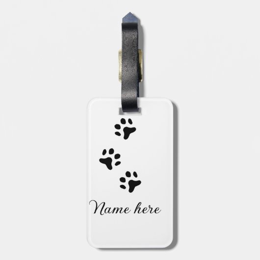 Dog Pfow schwarzes Haustier hinzufügen Name Text T Gepäckanhänger (Rückseite vertikal)