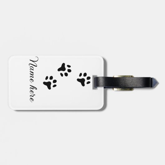 Dog Pfow schwarzes Haustier hinzufügen Name Text T Gepäckanhänger (Rückseite horizontal)