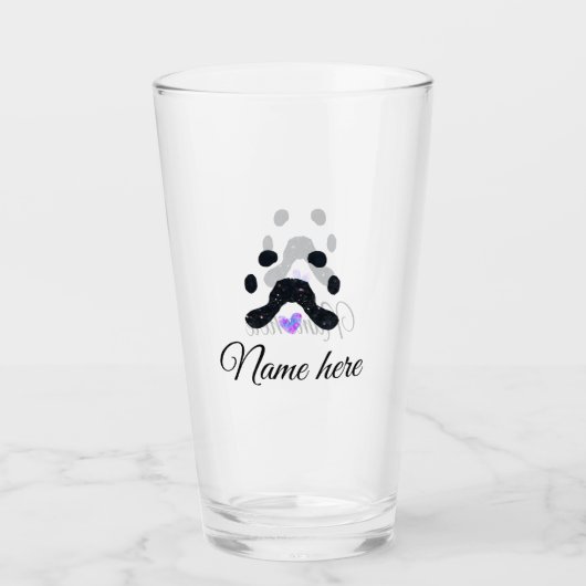 Dog Pfow schwarzes Haustier hinzufügen Name Text T Glas (Vorderseite)