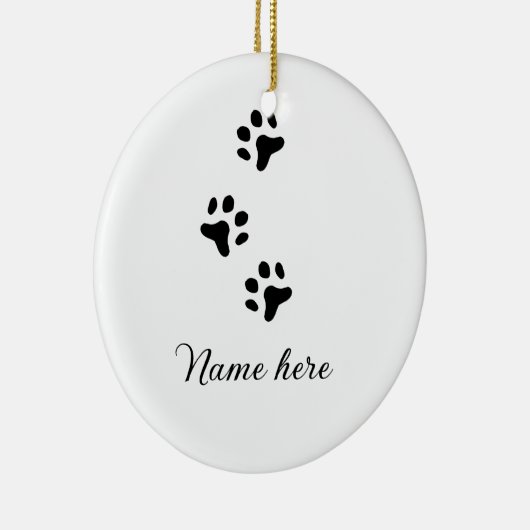 Dog Pfow schwarzes Haustier hinzufügen Name Text T Keramik Ornament (Rechts)