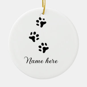 Dog Pfow schwarzes Haustier hinzufügen Name Text T Keramik Ornament