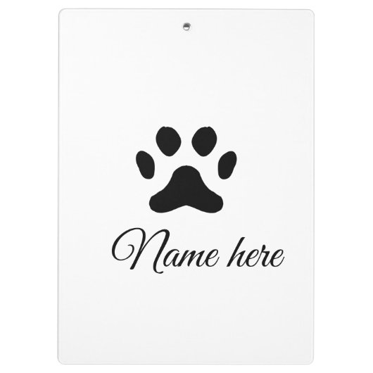 Dog Pfow schwarzes Haustier hinzufügen Name Text T Klemmbrett (Rückseite)